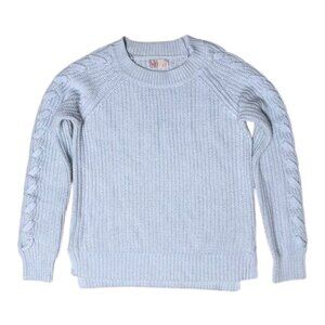SO Light Baby Blue Lace up Sleeve Detail Knit Sweater Scoop Neck Women's XS
